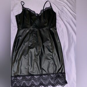 Elegant Black Lace Trim Slip Dress
